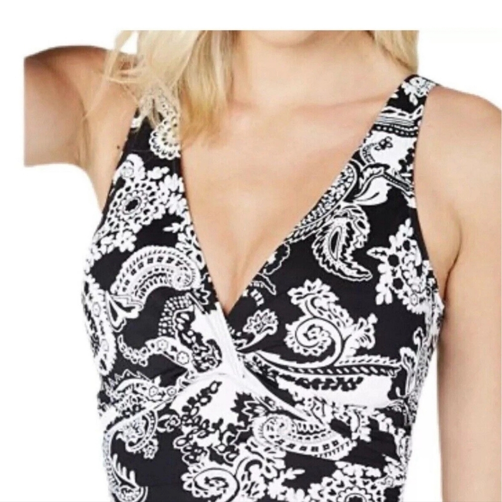 Nwt Ralph Lauren Black and White Paisley Women's Swimsuit 10 Other - Picture 3 of 6